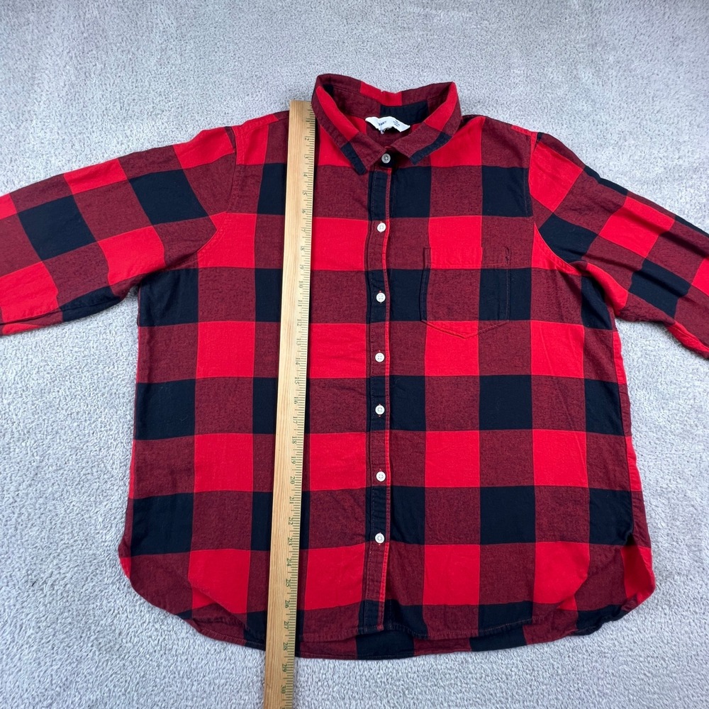 Old Navy The Classic Shirt Women's XXL Flannel Buffalo Check Red Black Button - Picture 4 of 13